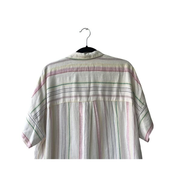 Madewell Womens Top XL Rainbow Linen Colorful Beachy Lightweight Button Front - Picture 8 of 12